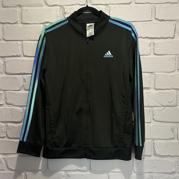 NWOT Adidas Black Jacket with Blue and Green Accents size 14/16 - Picture 5 of 5